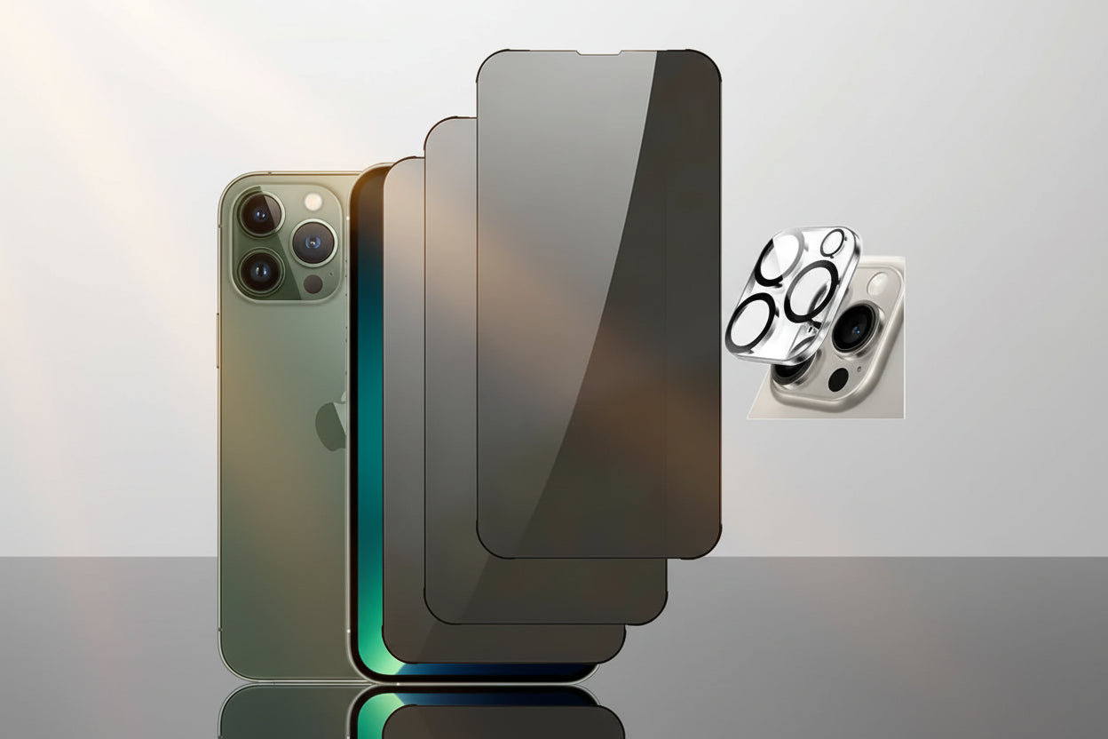 Verre trempé anti espion écran+caméra